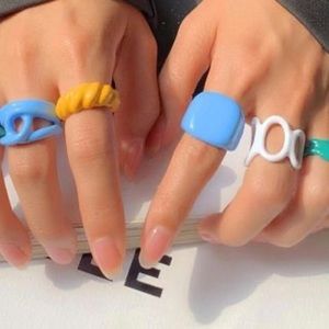 Wavy Chunky Indie Clay Rings Organic Shape Design